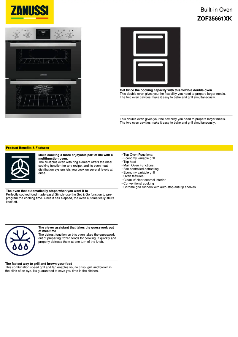 Image de la première page du manuel de l'appareil ZOF35661XK