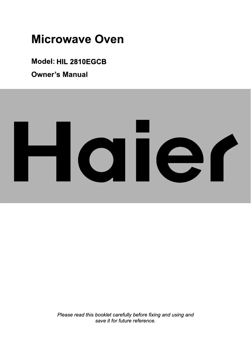 Image de la première page du manuel de l'appareil HIL2810EGCB