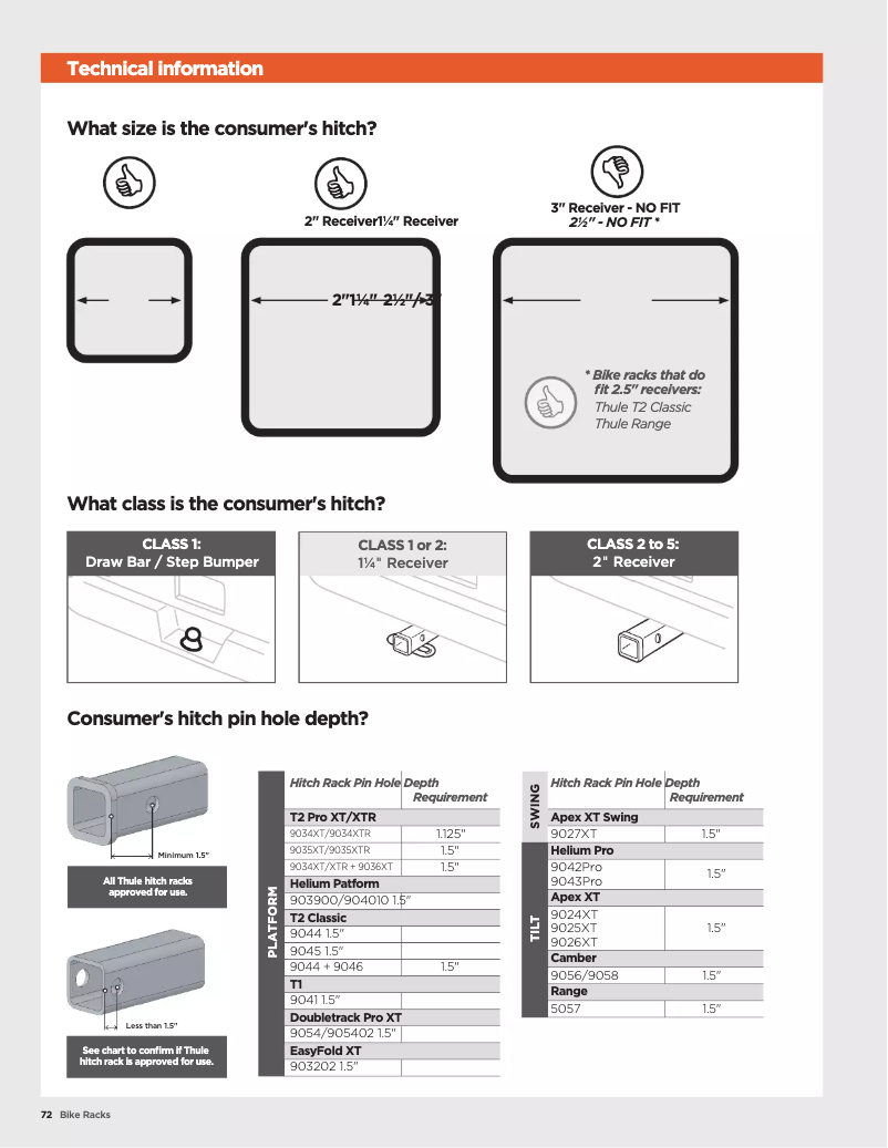Page n°1 - Fiche technique Thule T2 Pro XT
