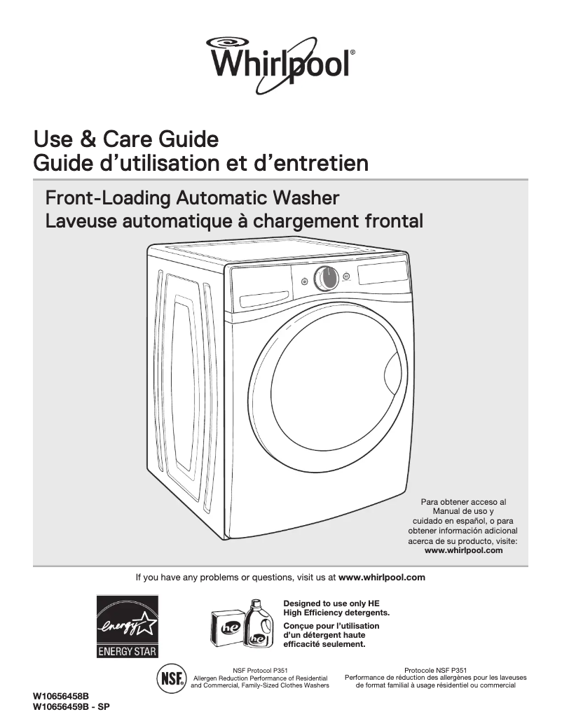 Page 1 de la notice Manuel utilisateur Whirlpool WFW95HEDC