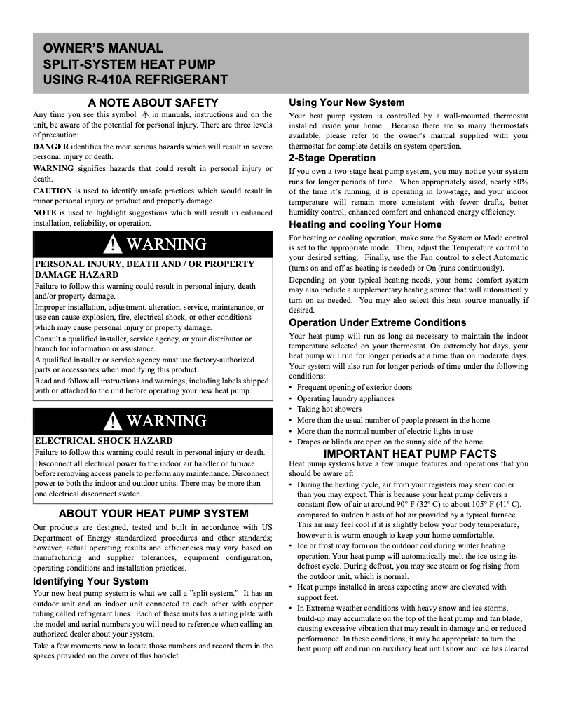 Image de la première page du manuel de l'appareil Comfort 25SCA5