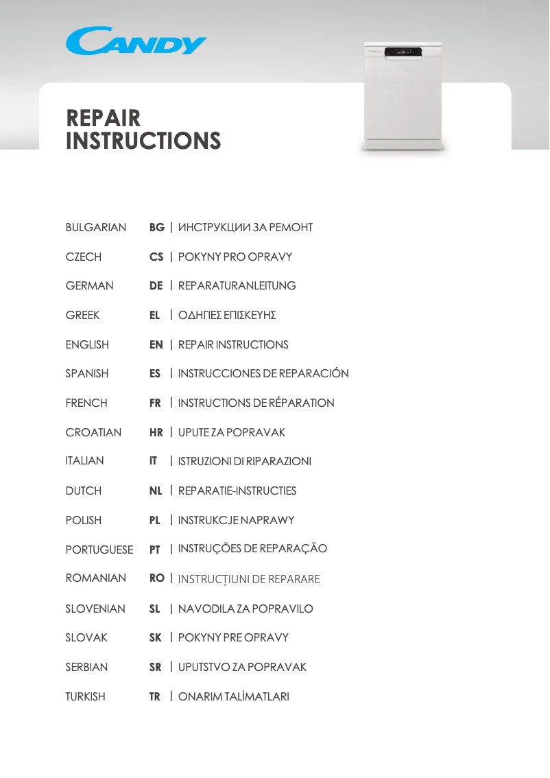 Page n°1 - Manuel utilisateur Candy CDPN 1L390PWZ-19