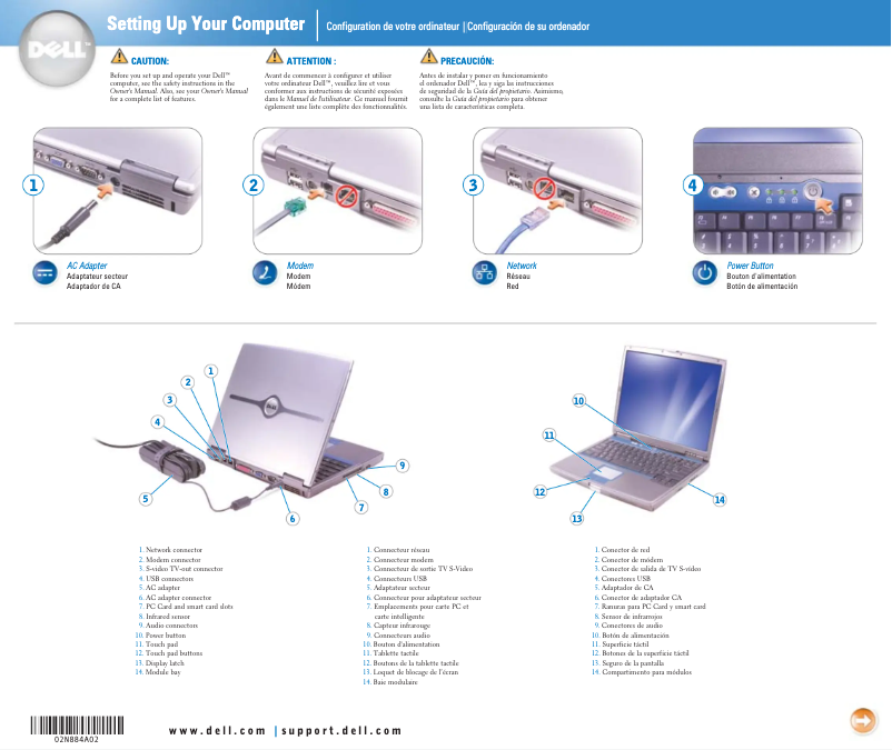 Page 1 de la notice Guide d'installation Dell Inspiron 600m