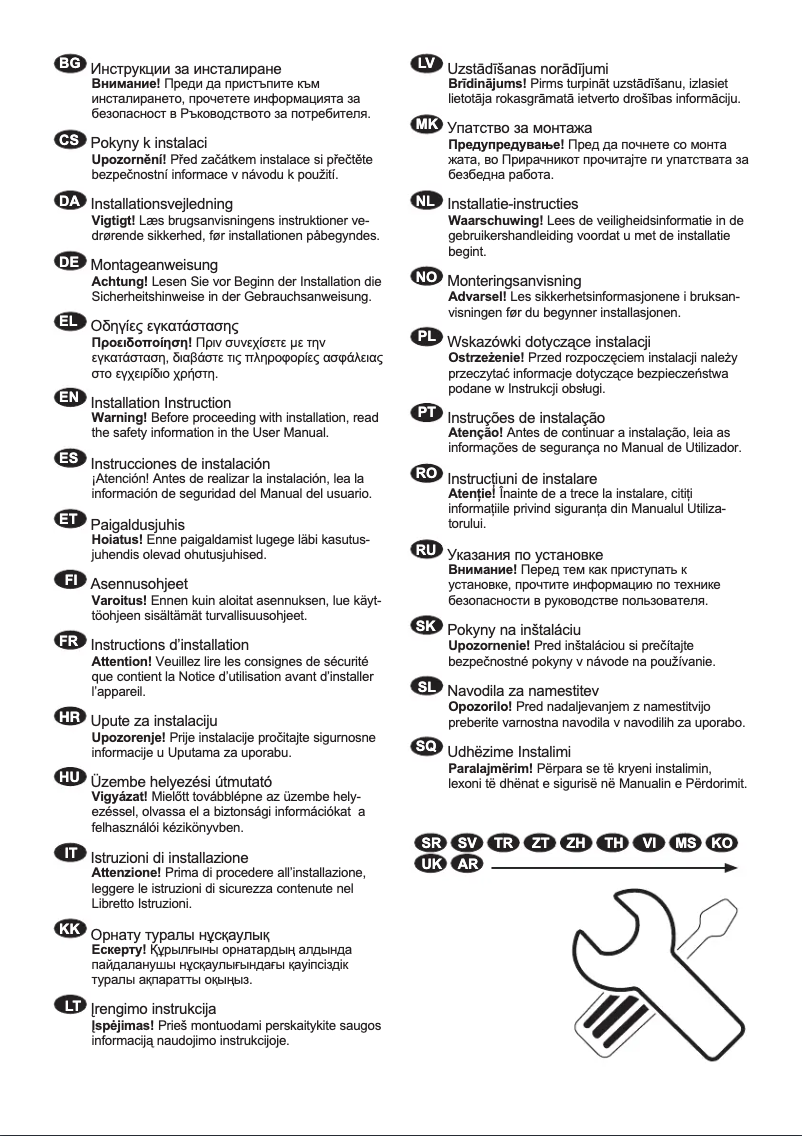 Page 1 de la notice Guide d'installation Electrolux ESF7506ROX