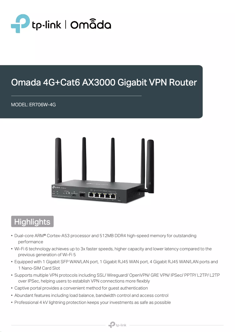 Image de la première page du manuel de l'appareil ER706W-4G