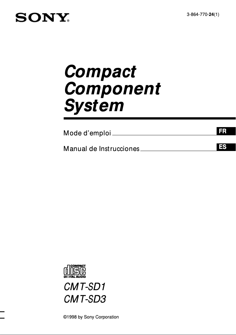 Page 1 de la notice Manuel utilisateur Sony CMT-SD1