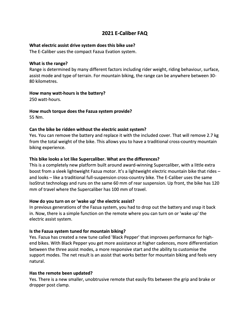 Page n°1 - FAQ Trek E-Caliber 9.8 GX AXS Gen 1