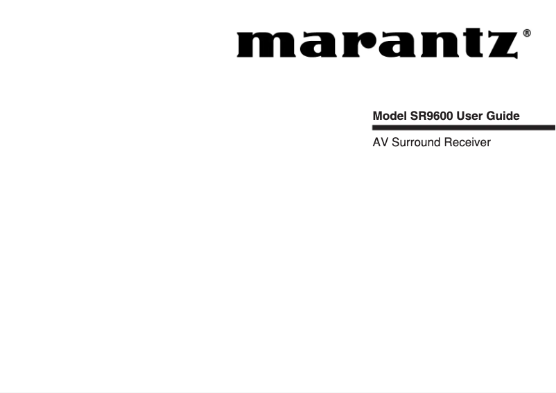 Page 1 de la notice Manuel utilisateur Marantz SR9600