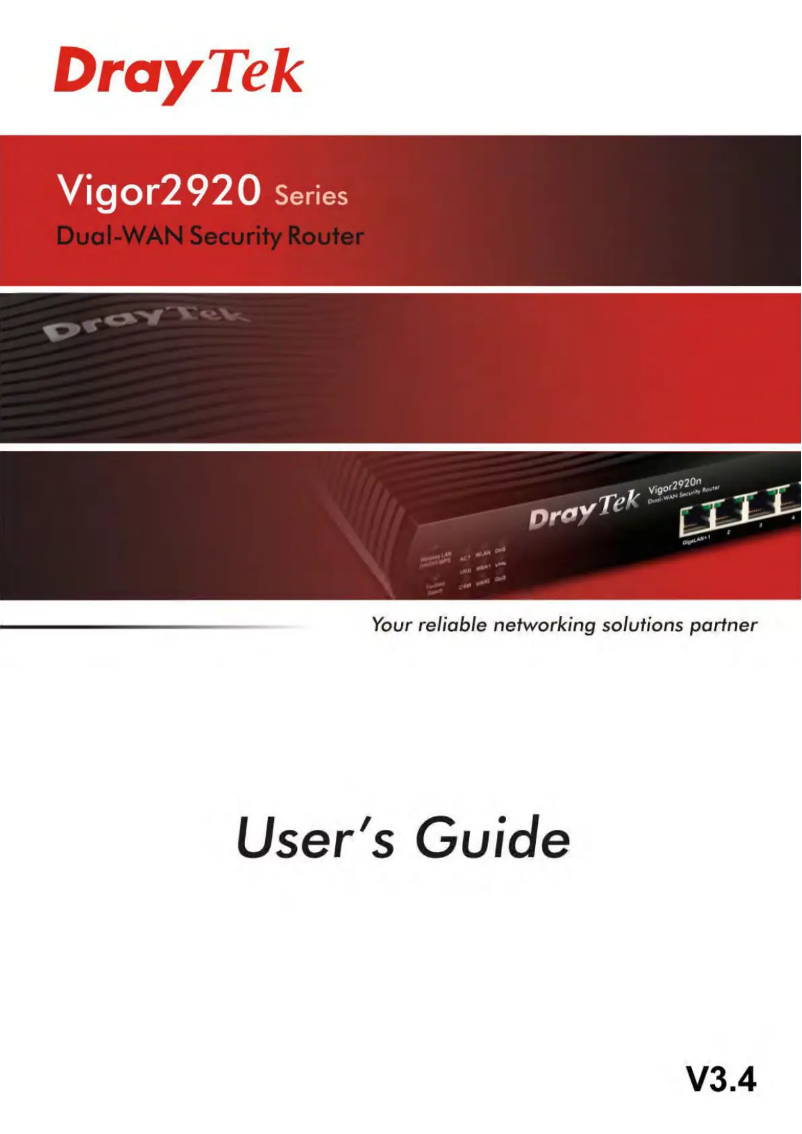 Page n°1 - Manuel utilisateur Draytek Vigor2920