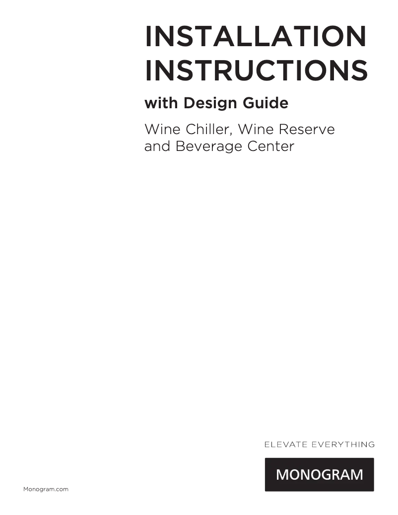 Page 1 de la notice Guide d'installation GE ZDBI240WII