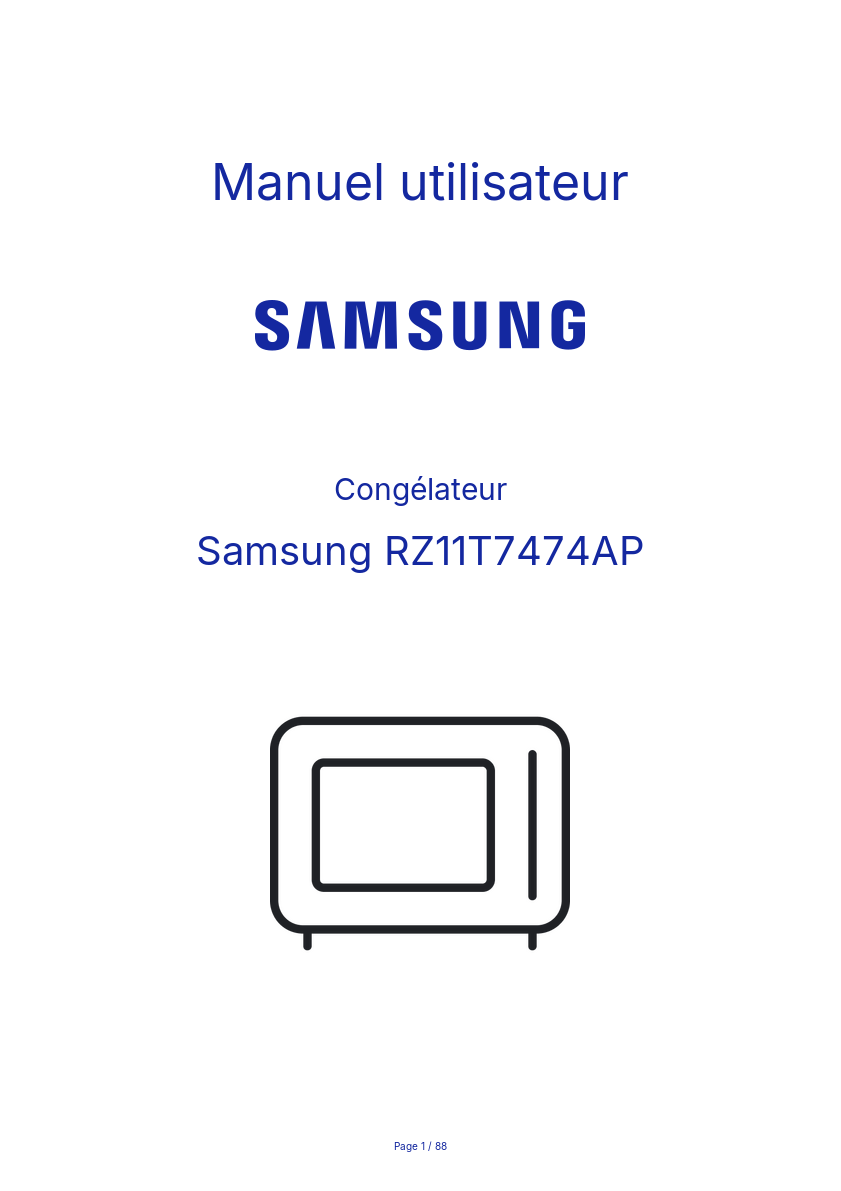 Page n°1 - Manuel utilisateur Samsung RZ11T7474AP