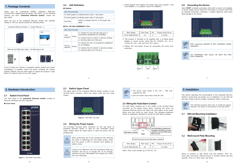 Image de la première page du manuel de l'appareil IGS-1600T