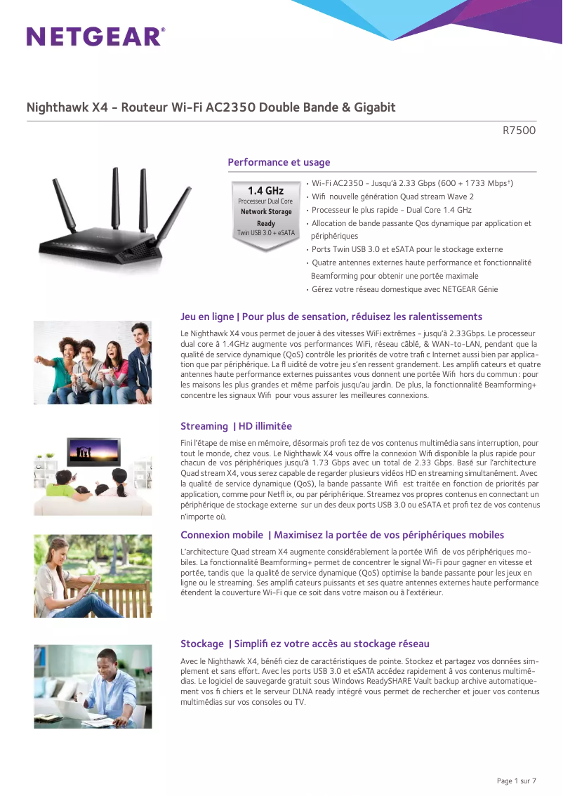 Page 1 de la notice Fiche technique Netgear Nighthawk X4 AC2350
