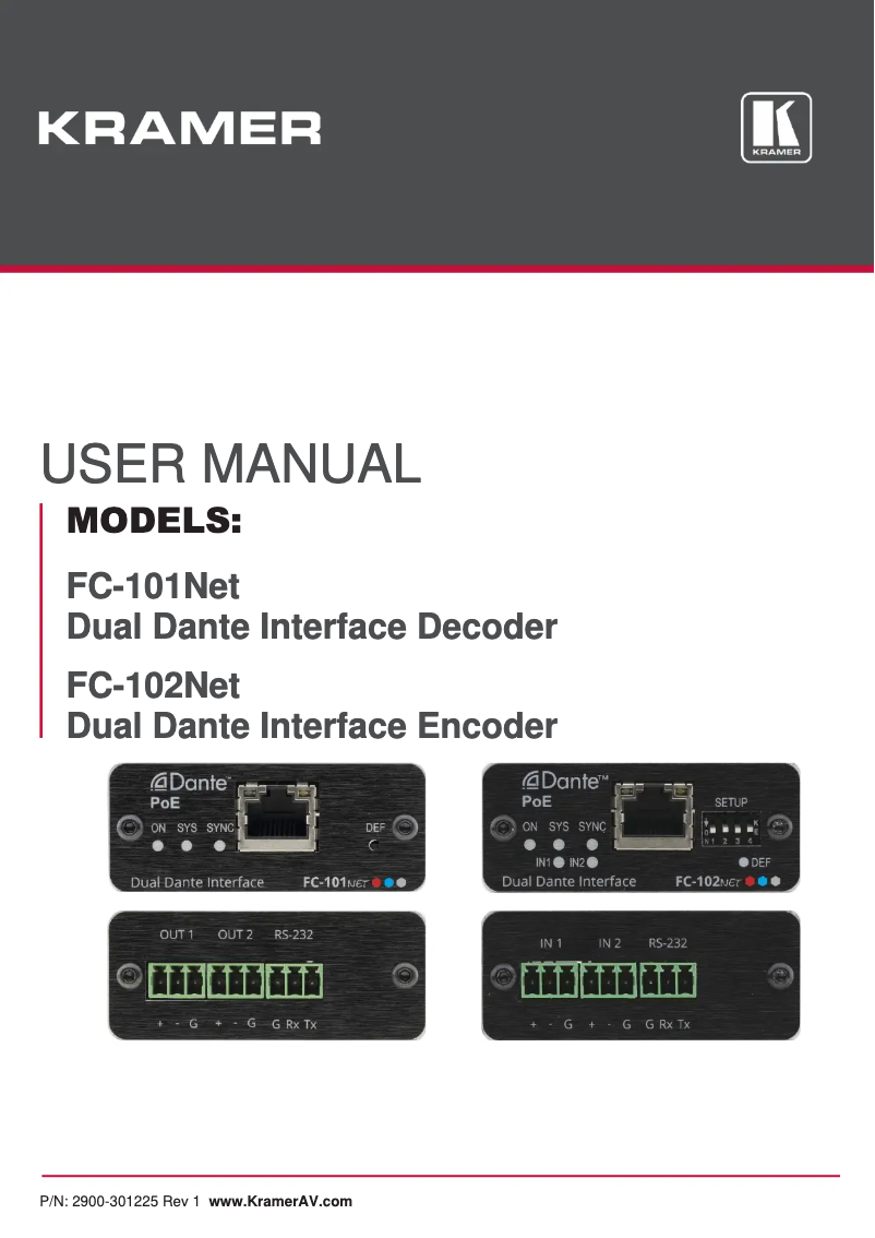 Página 1 del manual Manual de usuario Kramer FC-102Net