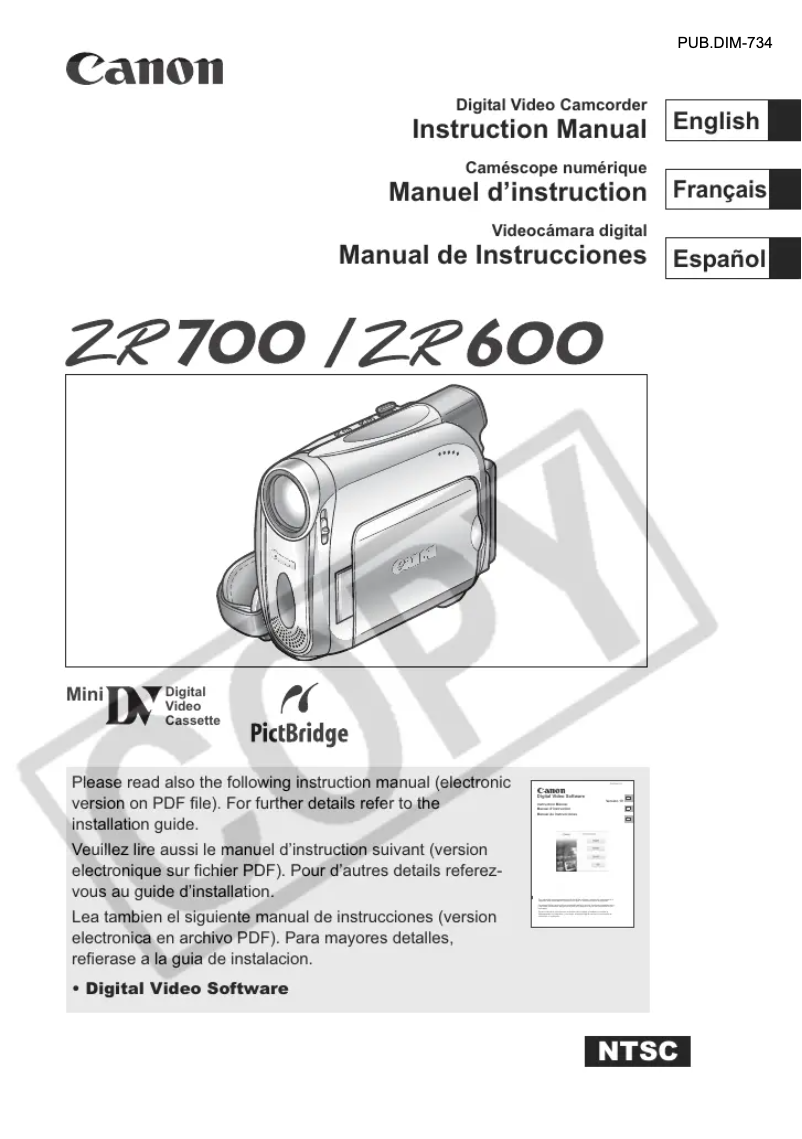 Page 1 de la notice Manuel utilisateur Canon ZR700