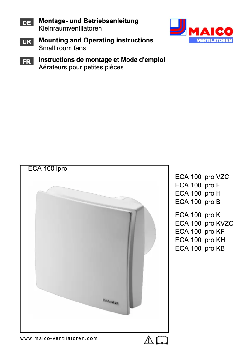 Page 1 de la notice Manuel utilisateur Maico ECA 100 ipro KF