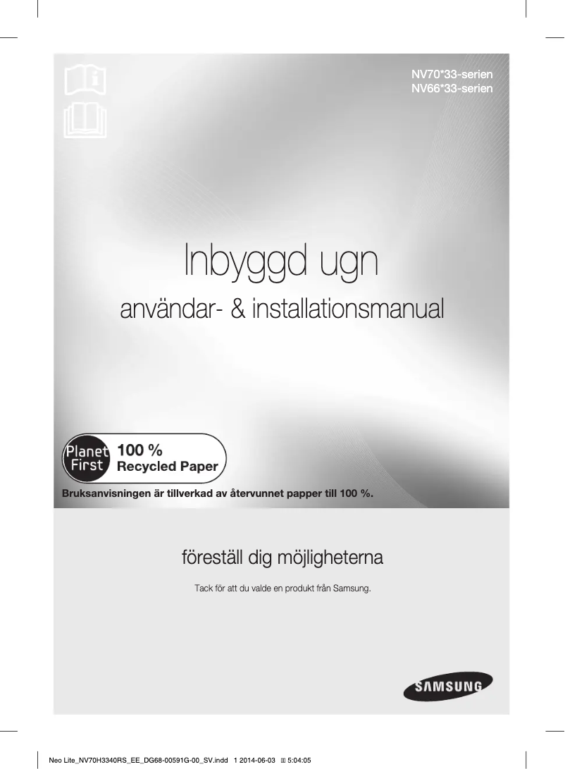 Page 1 de la notice Manuel utilisateur Samsung NV70H3340RS