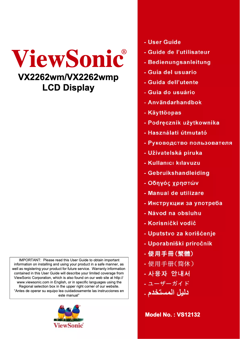 Page n°1 - Manuel utilisateur Viewsonic VX2262wm