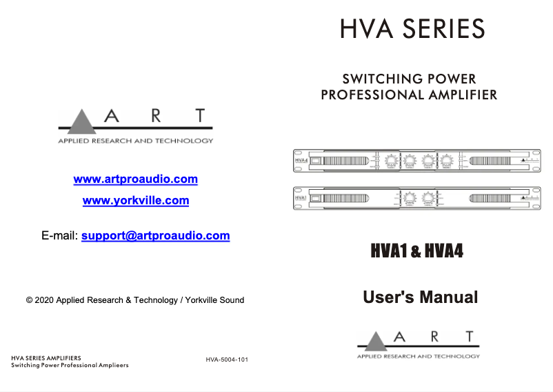 Page 1 de la notice Manuel utilisateur ART HVA1