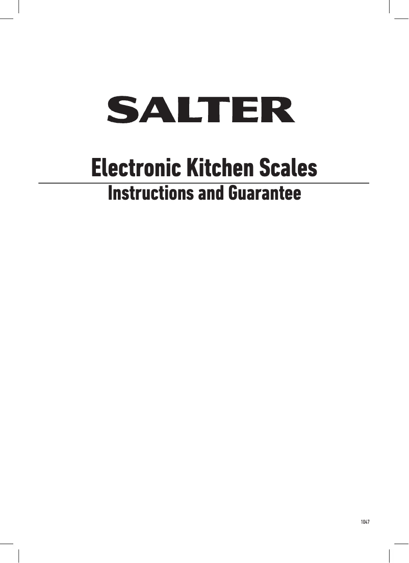 Page n°1 - Manuel utilisateur Salter 1047 BKDR