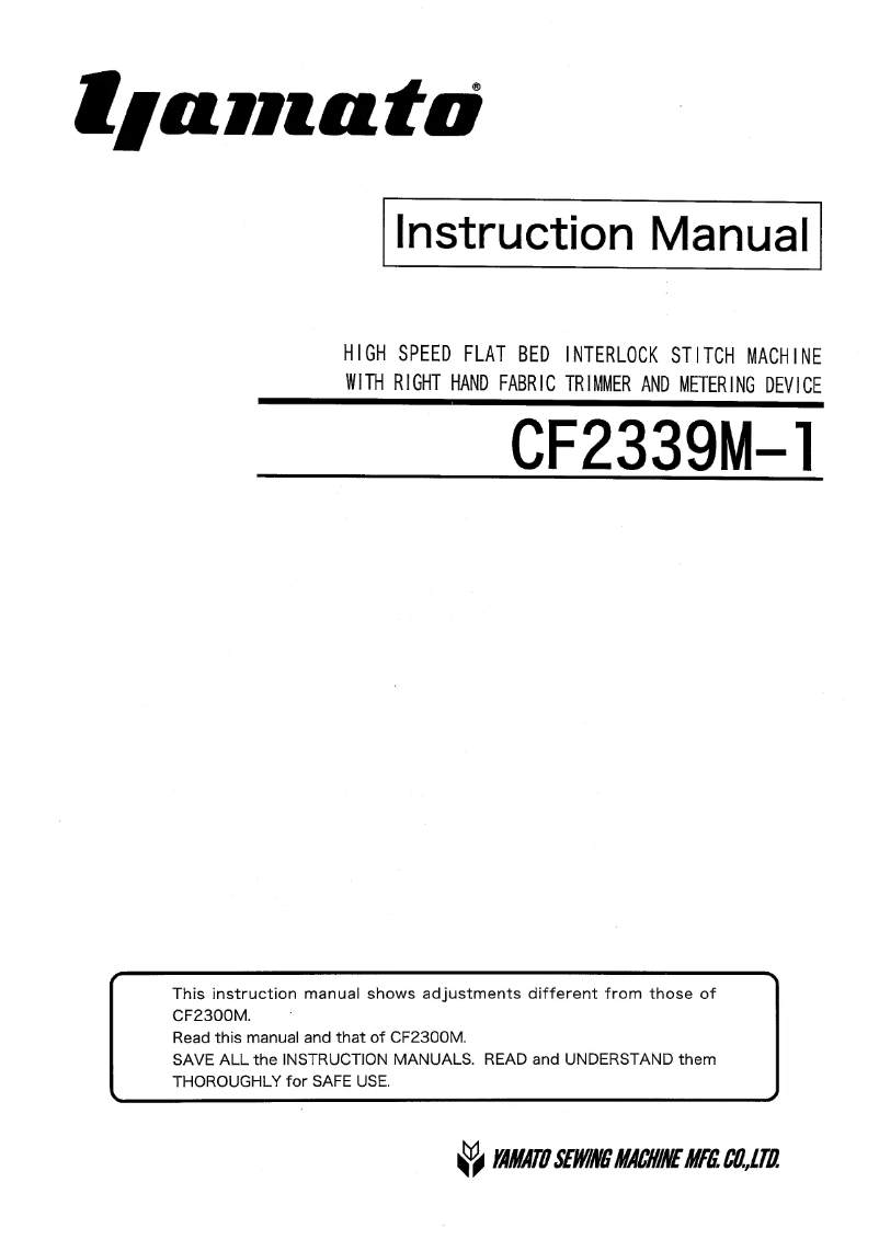 Page 1 de la notice Manuel utilisateur Yamato CF2339M-1