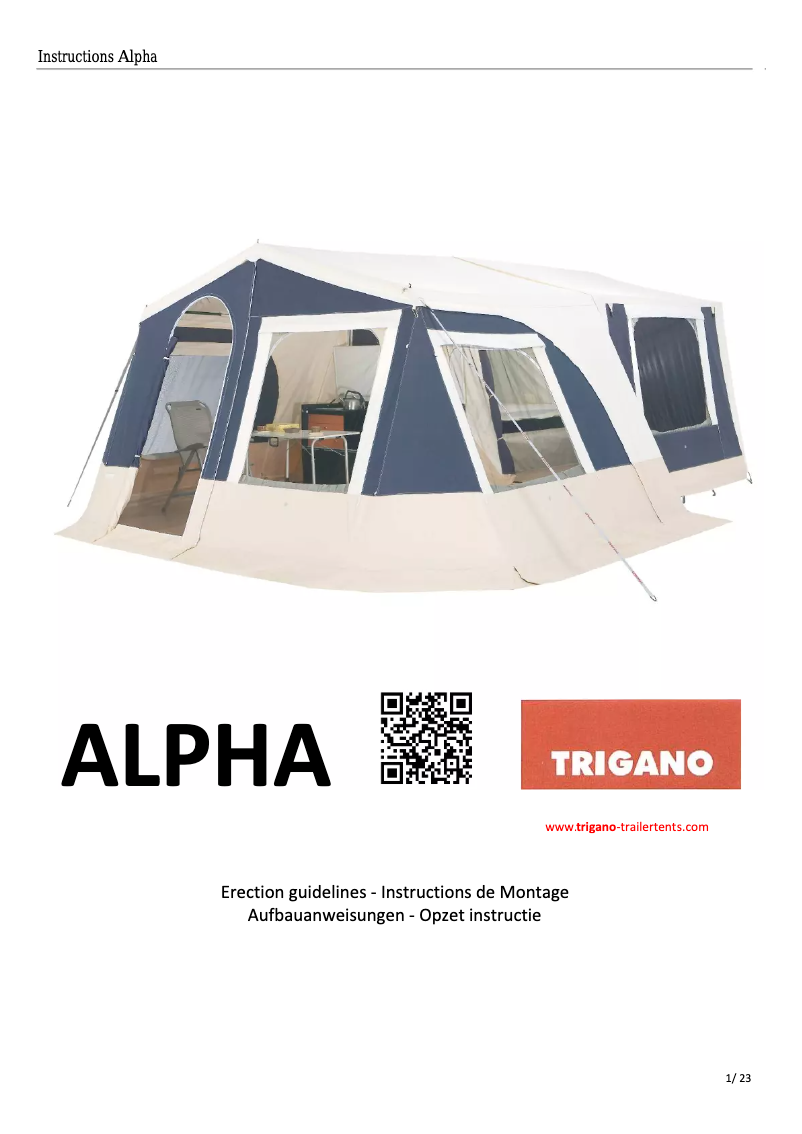 Page n°1 - Manuel utilisateur Trigano Alpha