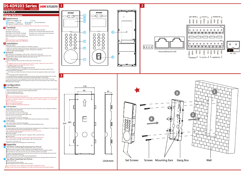 Page n°1 - Guide de démarrage rapide Hikvision DS-KD9203-E6