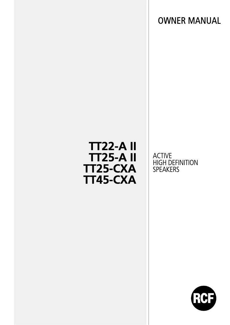 Page 1 de la notice Manuel utilisateur RCF TT 25-A II