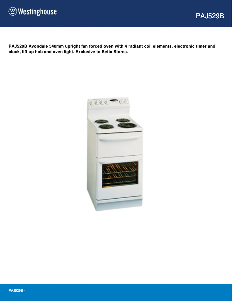 Page n°1 - Manuel utilisateur Westinghouse PAJ529B