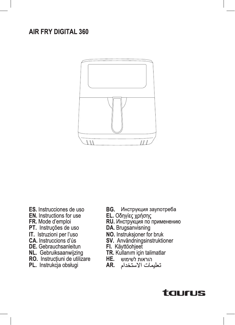 Image de la première page du manuel de l'appareil Air Fry Digital 360