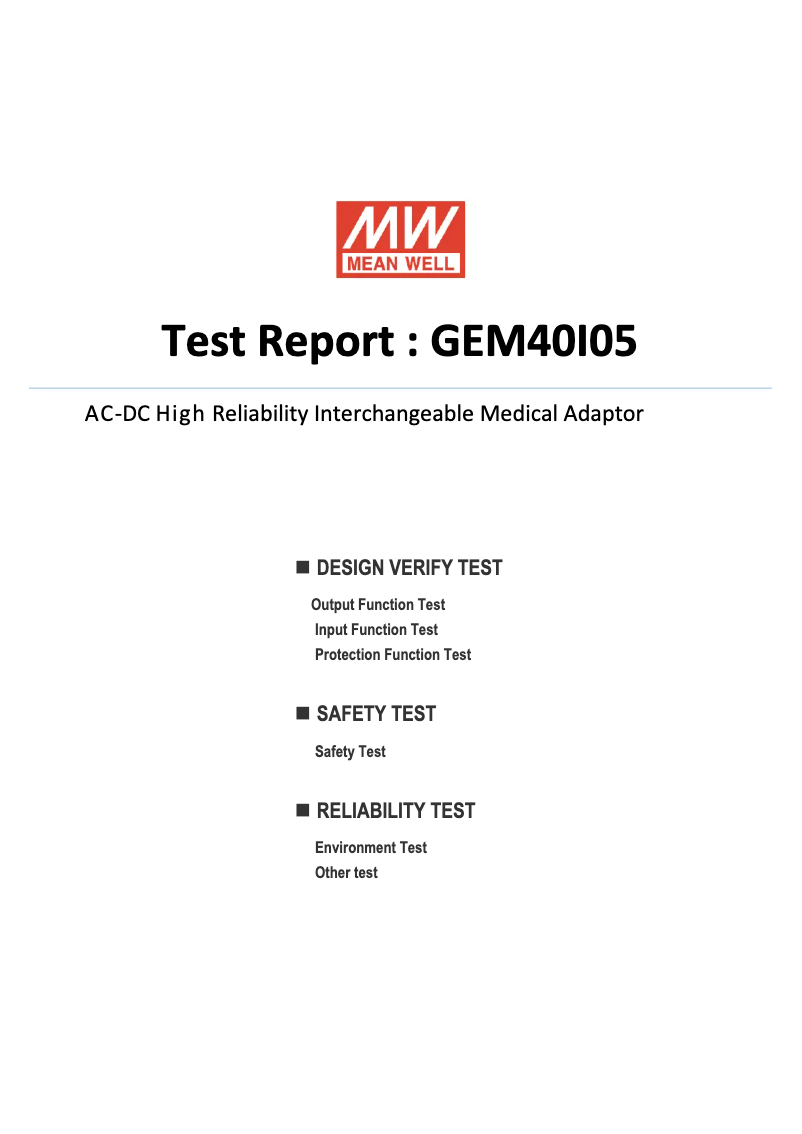Page 1 de la notice Fiche technique Mean Well GEM40I05-P1J