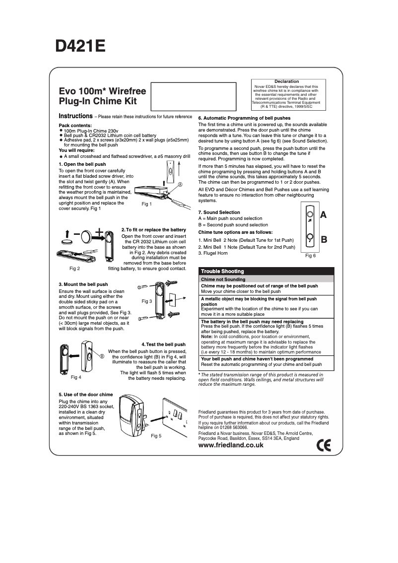Page n°1 - Manuel utilisateur Friedland Evo D421E
