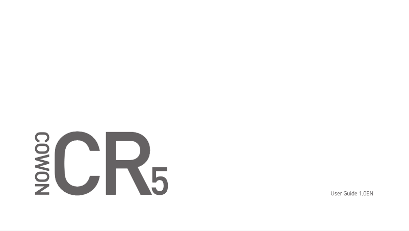 Page n°1 - Manuel utilisateur Cowon CR5