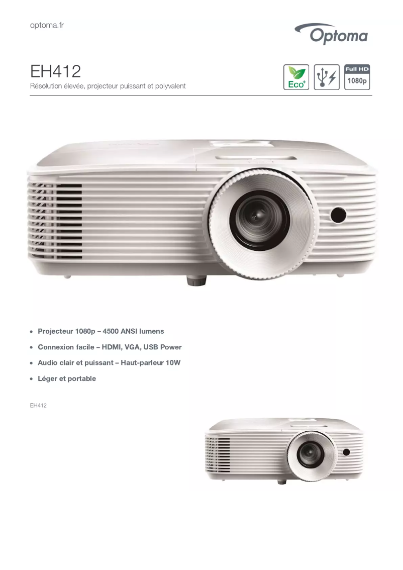 Image de la première page du manuel de l'appareil EH412