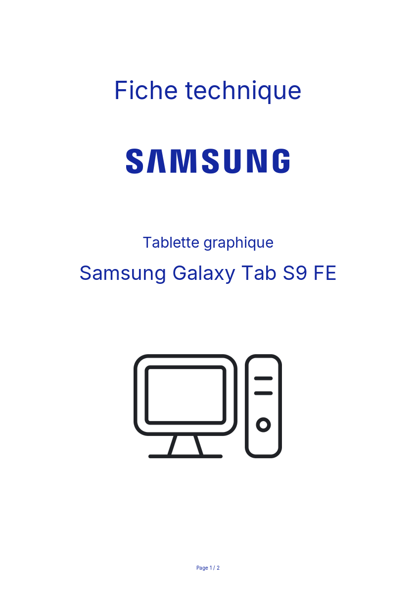 Page n°1 - Fiche technique Samsung Galaxy Tab S9 FE