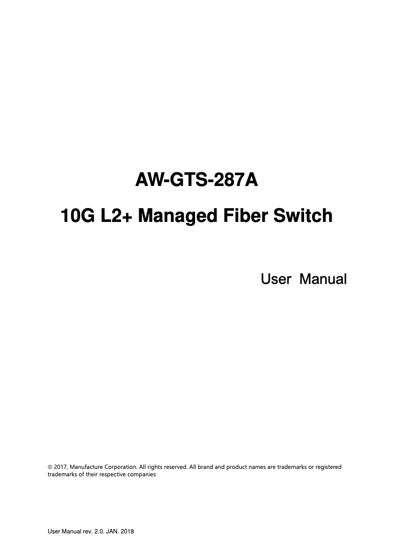 Image de la première page du manuel de l'appareil AW-GTS-287A