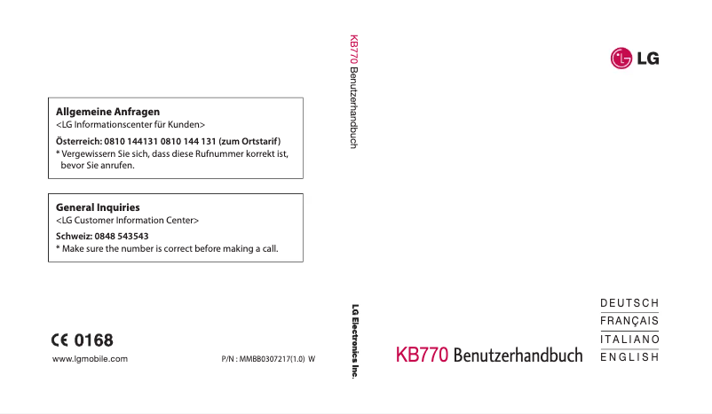 Página 1 del manual Manual de usuario LG KB770