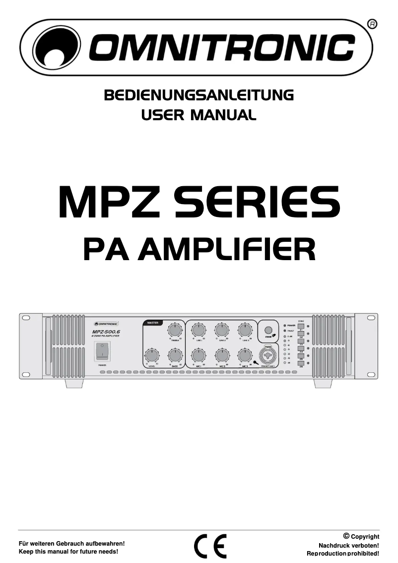 Page n°1 - Manuel utilisateur Omnitronic MPZ-500.6