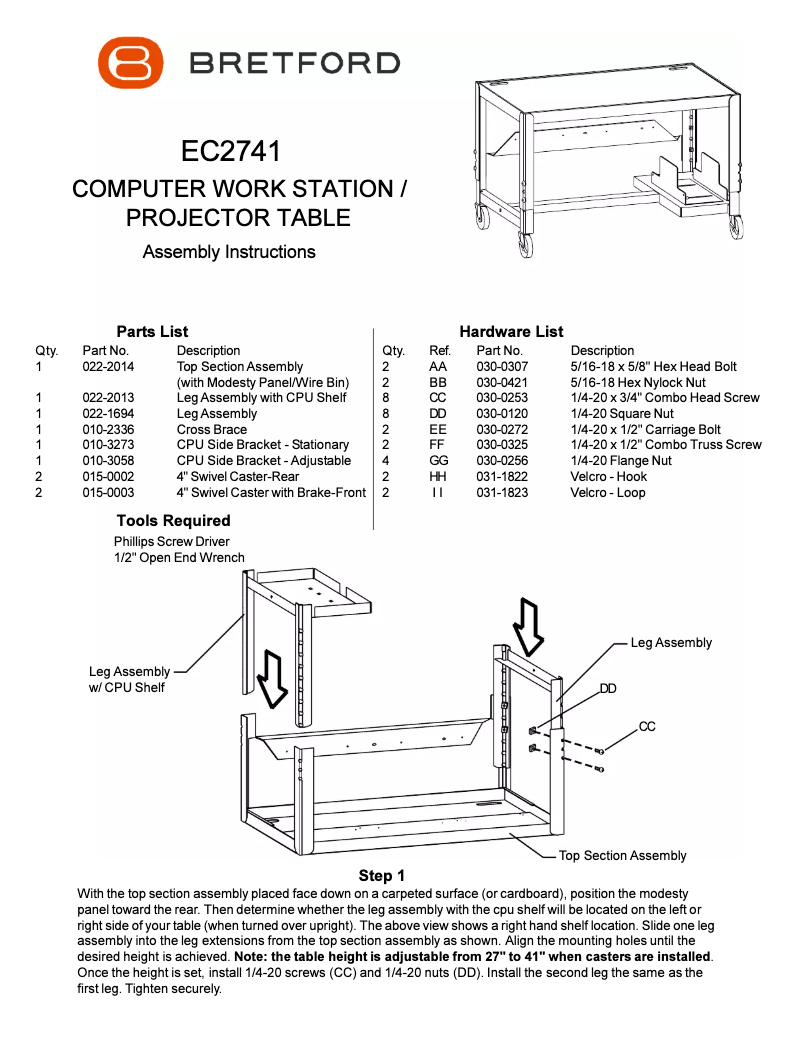 Page 1 de la notice Manuel utilisateur Bretford EC2741FF-GM