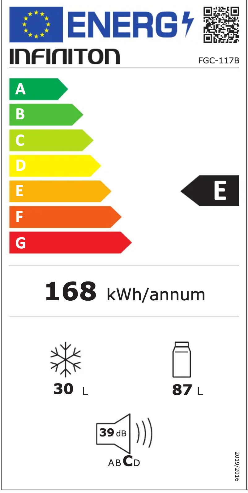 Page n°1 - Label énergétique Infiniton FGC-117B