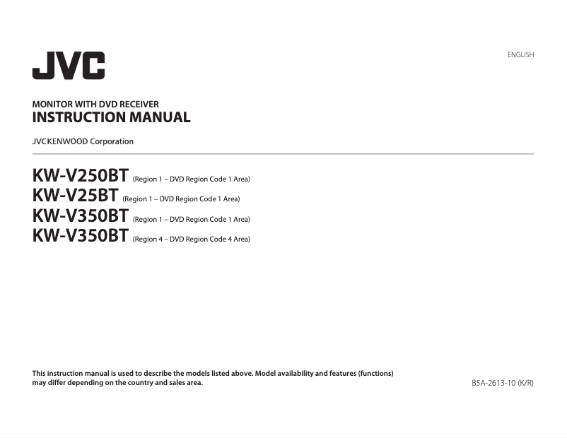 Page 1 de la notice Manuel utilisateur JVC KW-V25BT