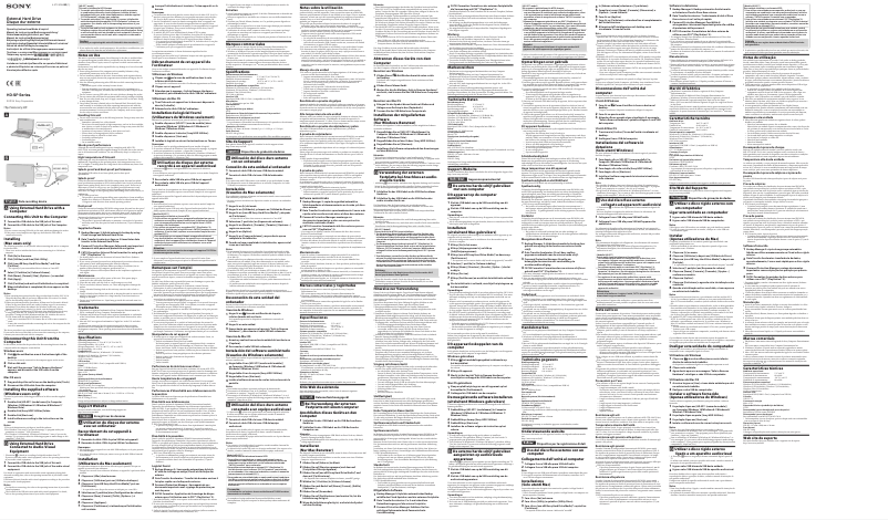 Page 1 de la notice Manuel utilisateur Sony HD-SP1