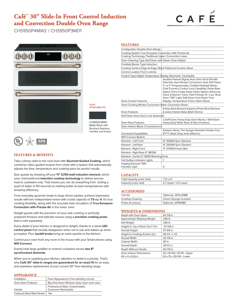 Page n°1 - Fiche technique GE CHS950P3MD1