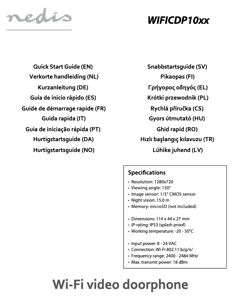 Page 1 de la notice Manuel utilisateur Nedis WIFICDP10GY