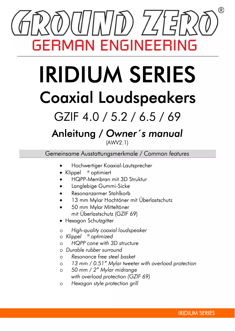 Page 1 of the manual User Manual Ground Zero GZIF 4.0