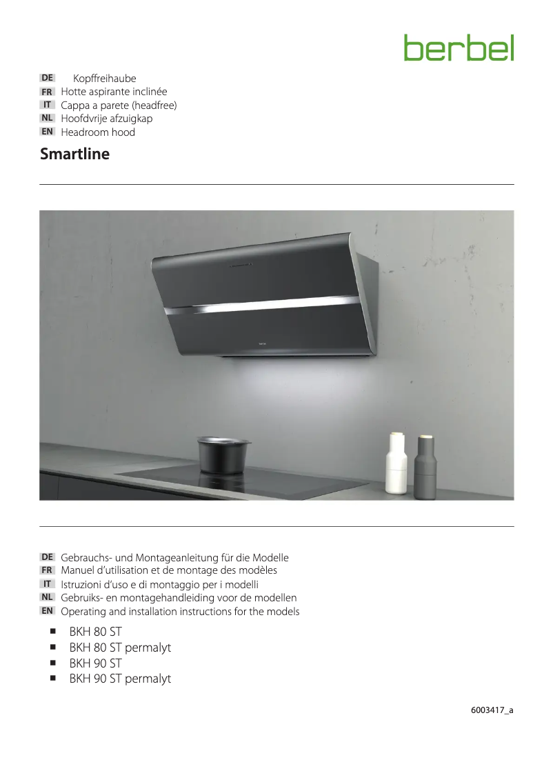 Page 1 de la notice Manuel utilisateur Berbel Smartline BKH 80 ST GM P