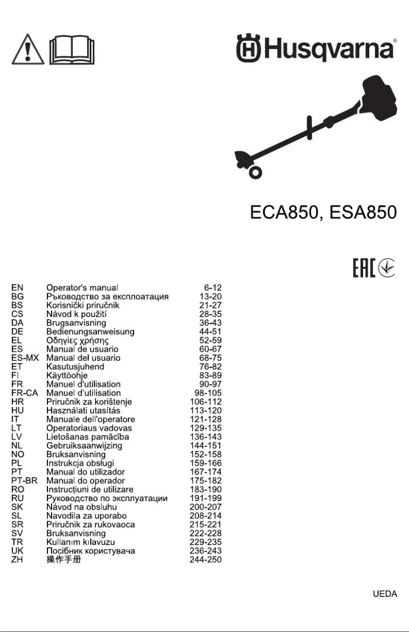 Página 1 del manual Manual de usuario Husqvarna EC850
