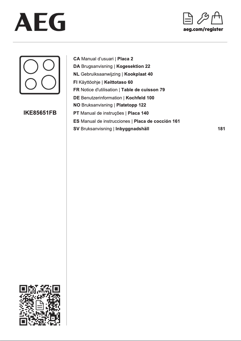 Page n°1 - Manuel utilisateur AEG IKE85651FB