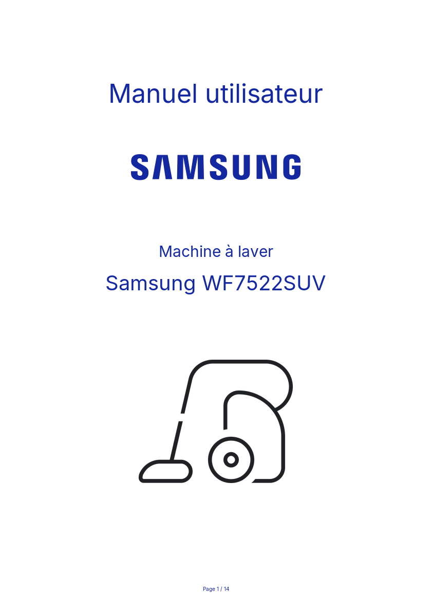 Page n°1 - Manuel utilisateur Samsung WF7522SUV