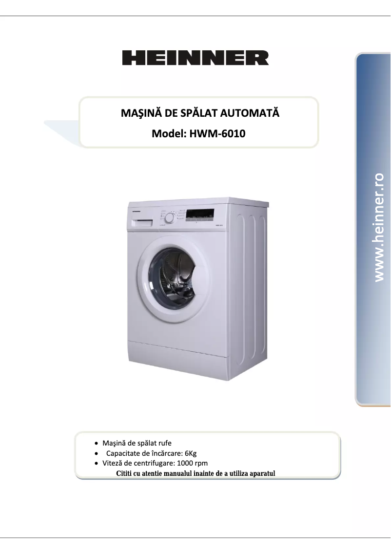 Page 1 de la notice Manuel utilisateur Heinner HWM-6010